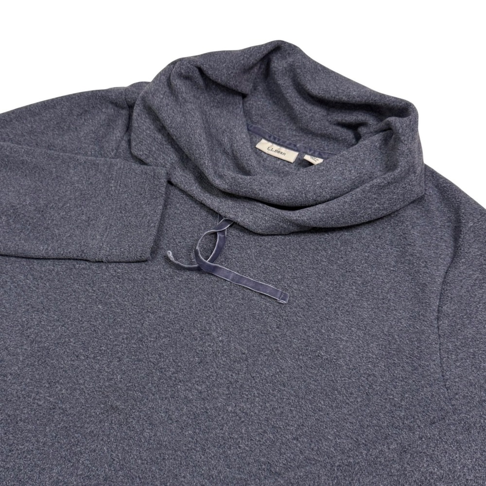 LL Bean Womens Blue Heathered Cowl Neck Fleece Pullover Sweatshirt M 296642